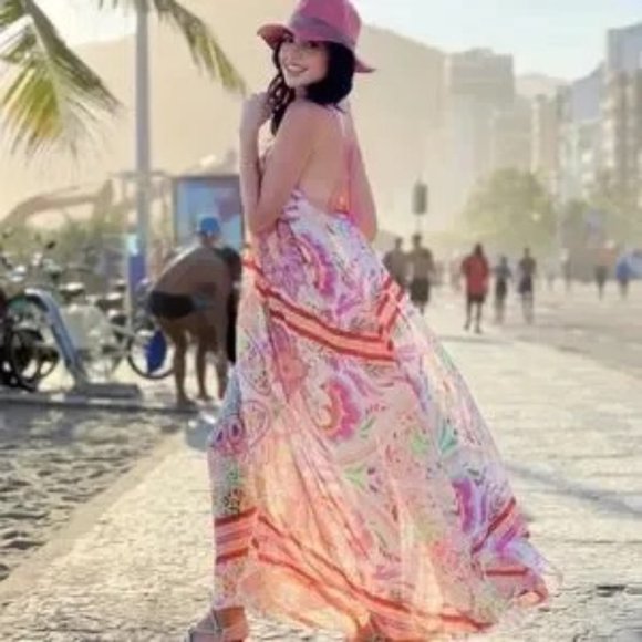 Women's Zara Multicoloured Floral Print Maxi Dress Blogger's Favourite Size S - Picture 3 of 10